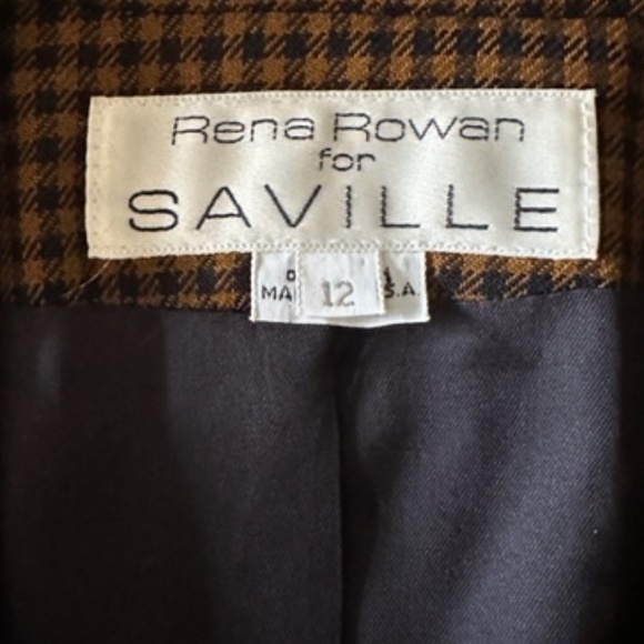 Rena Rowan for Saville Brown Check Blazer Vintage 90s - Picture 7 of 8